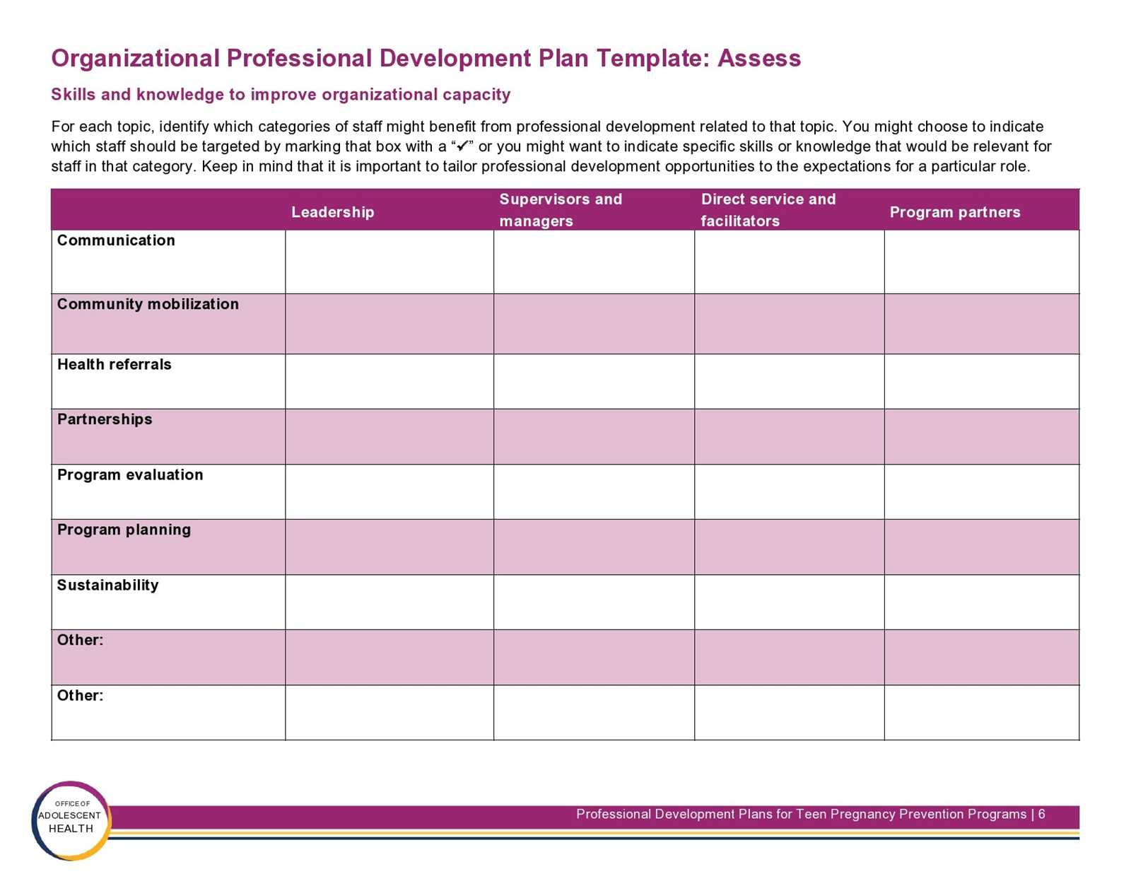 development calendar template