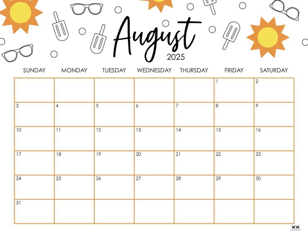 blank calendar template 2025 august