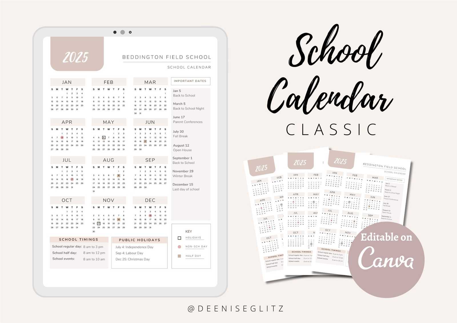 free school year calendar templates