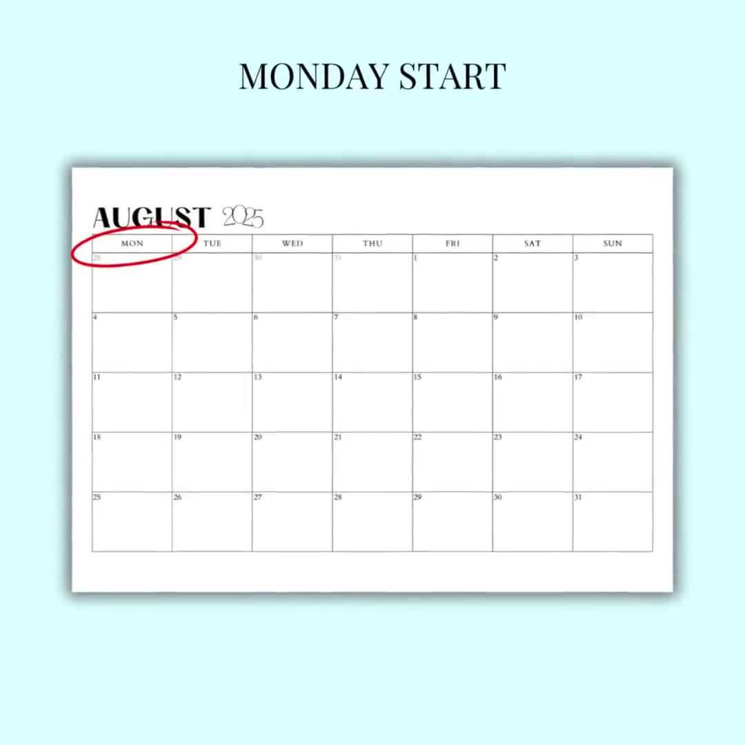 free blank calendar template august 2025