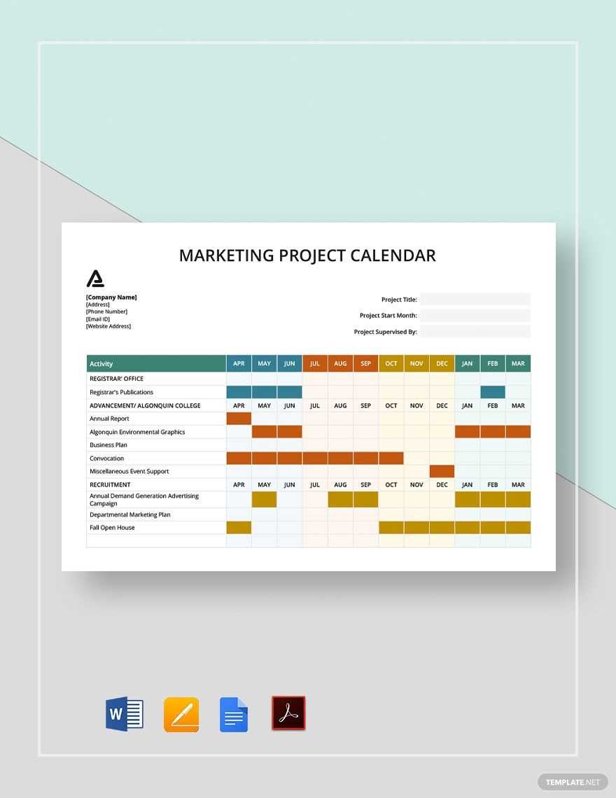 advertising calendar template