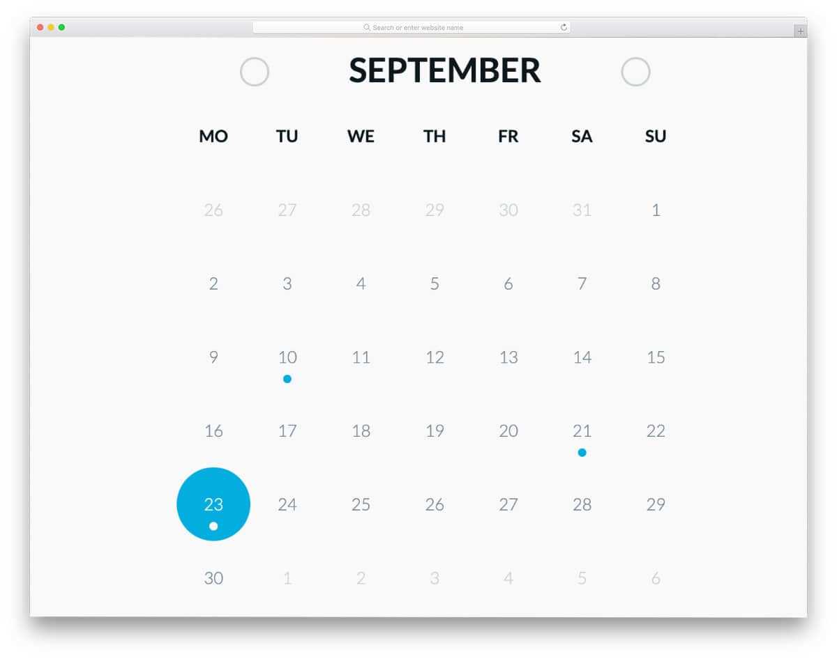 html css calendar template