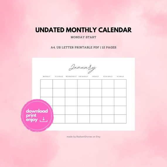 free empty calendar template