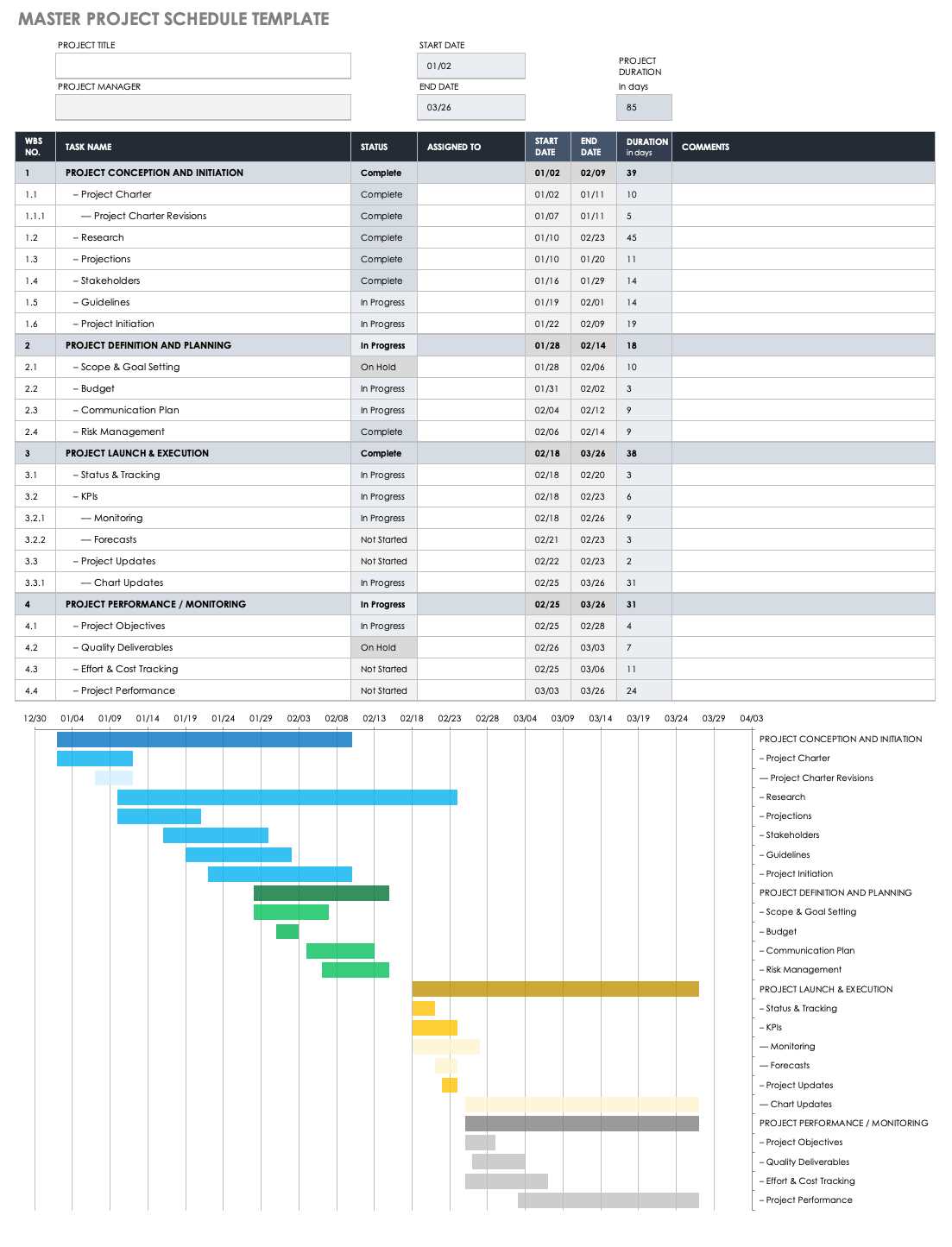 calendar project plan template