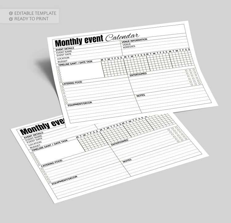 yearly events calendar template