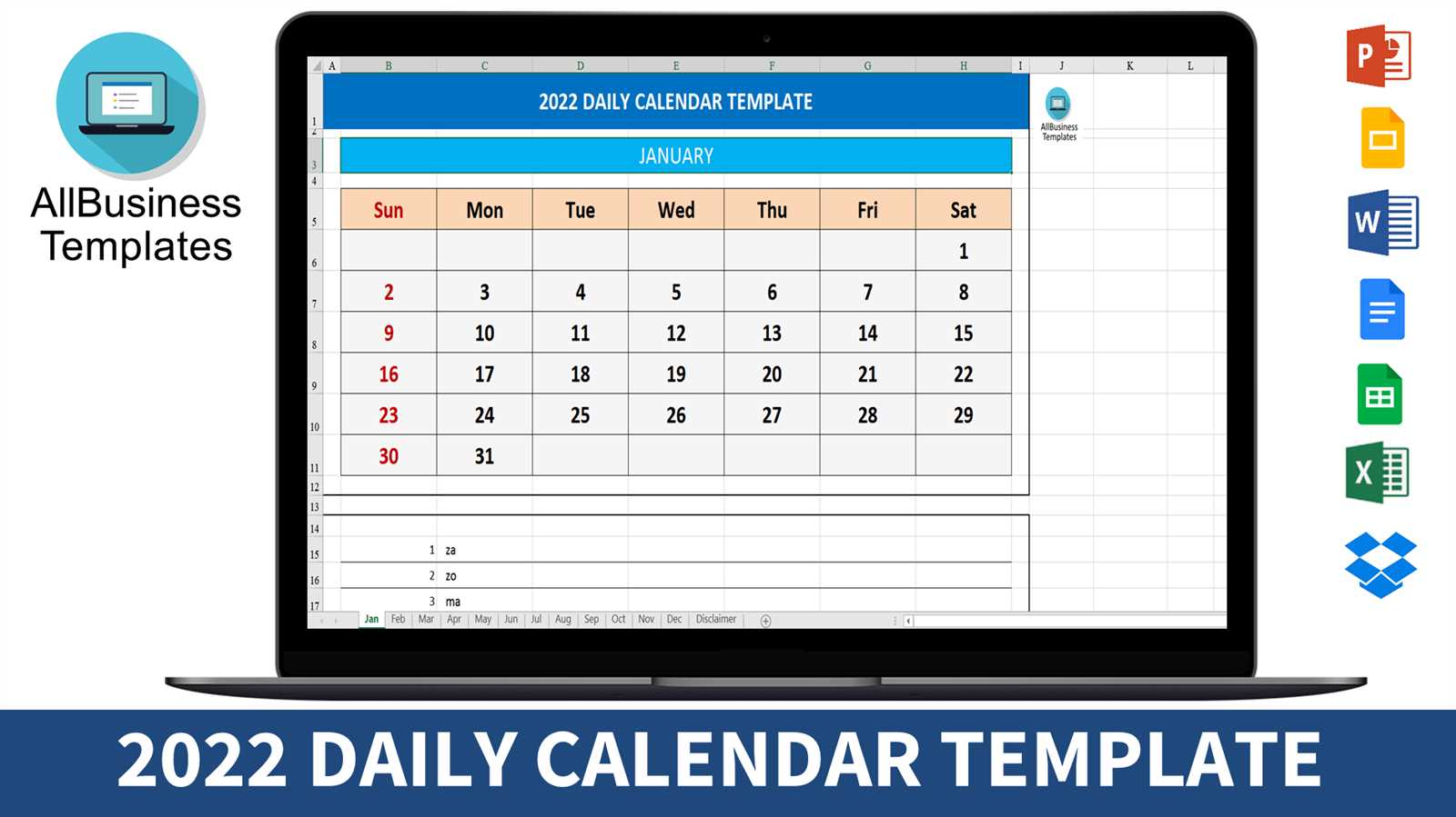 31 day calendar template