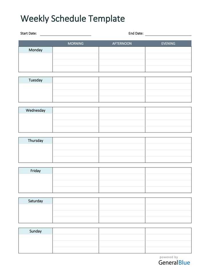 weekly calendar schedule template