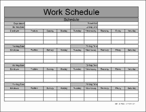 work plan calendar template