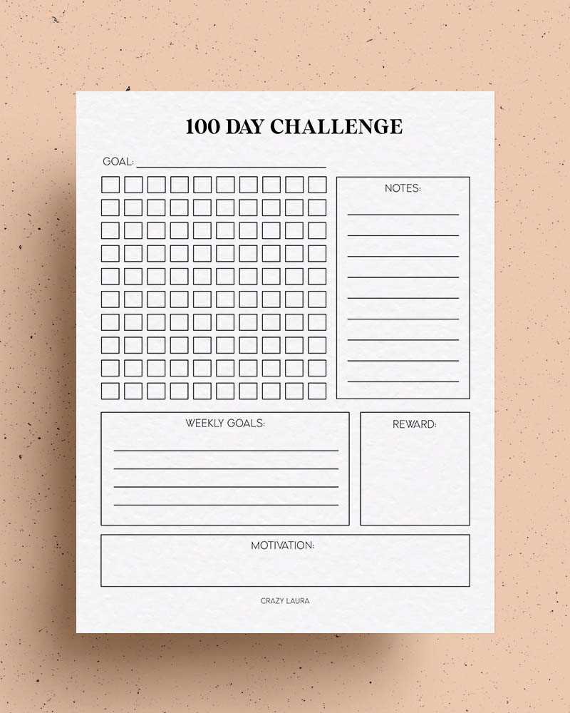 100 days calendar template