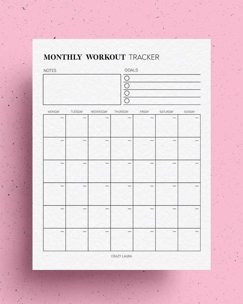 blank workout calendar template