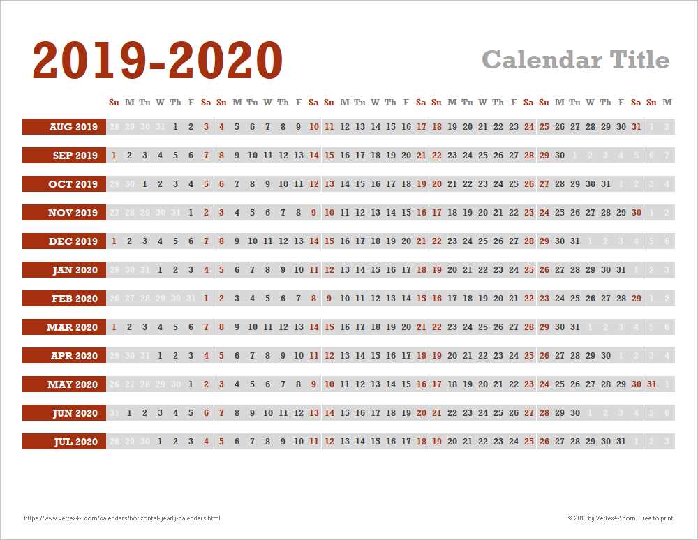 blank calendar template horizontal