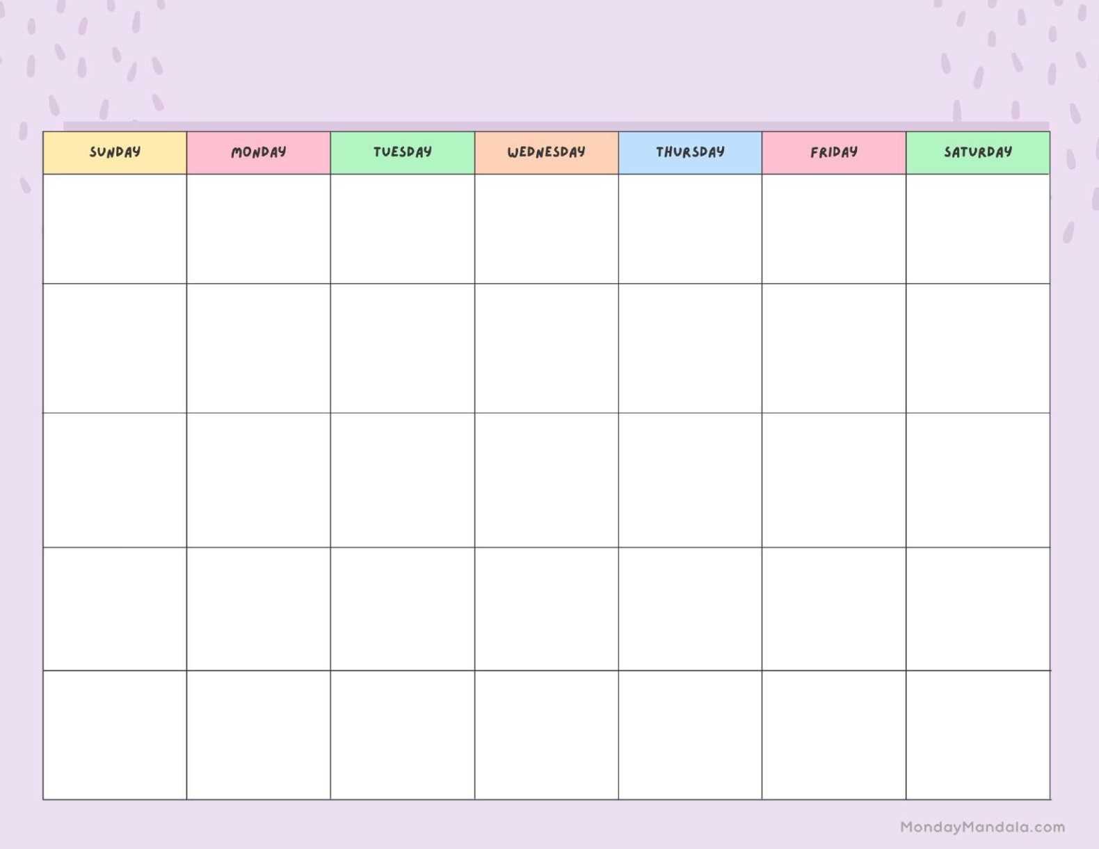 printable full page blank calendar template