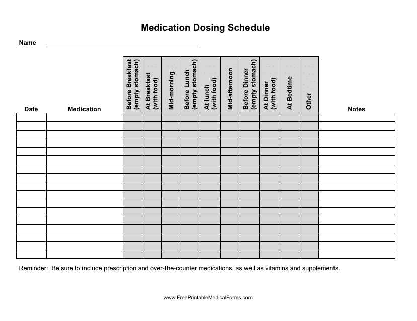 weekly medication calendar template