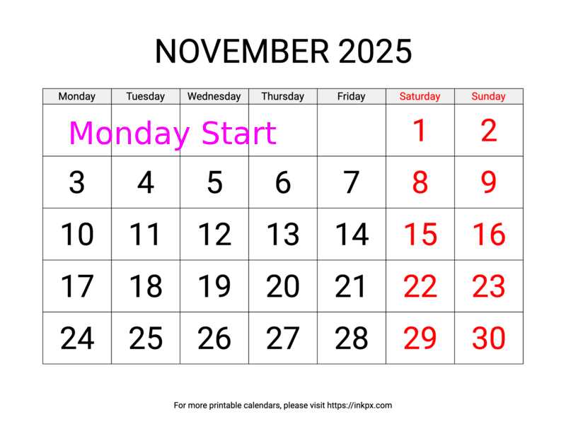 free editable november 2025 calendar template