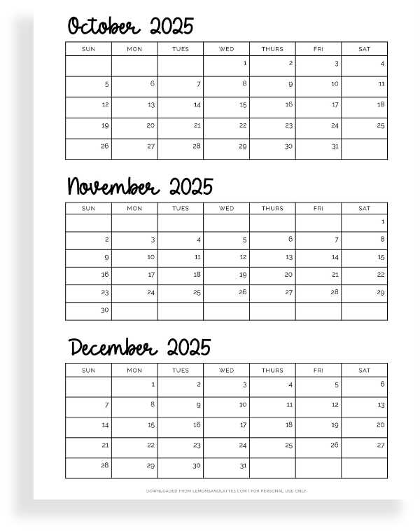 oct 2025 calendar template