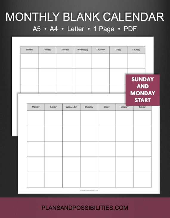 free blank calendar template printable