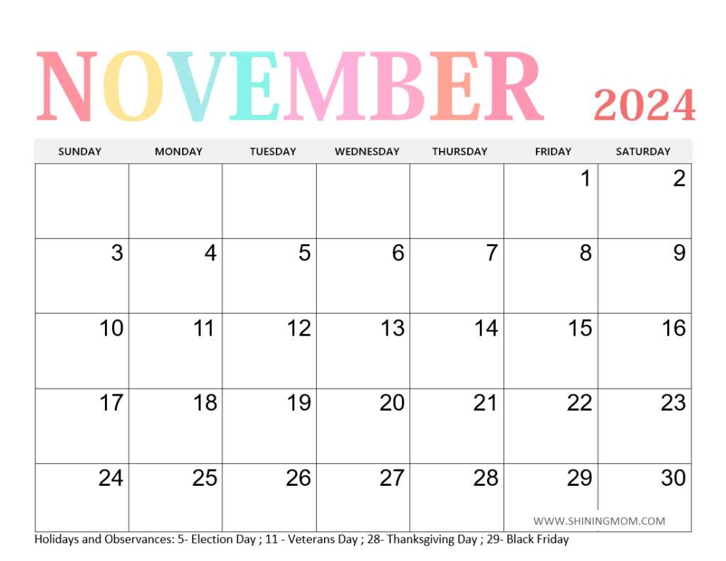 calendar november template