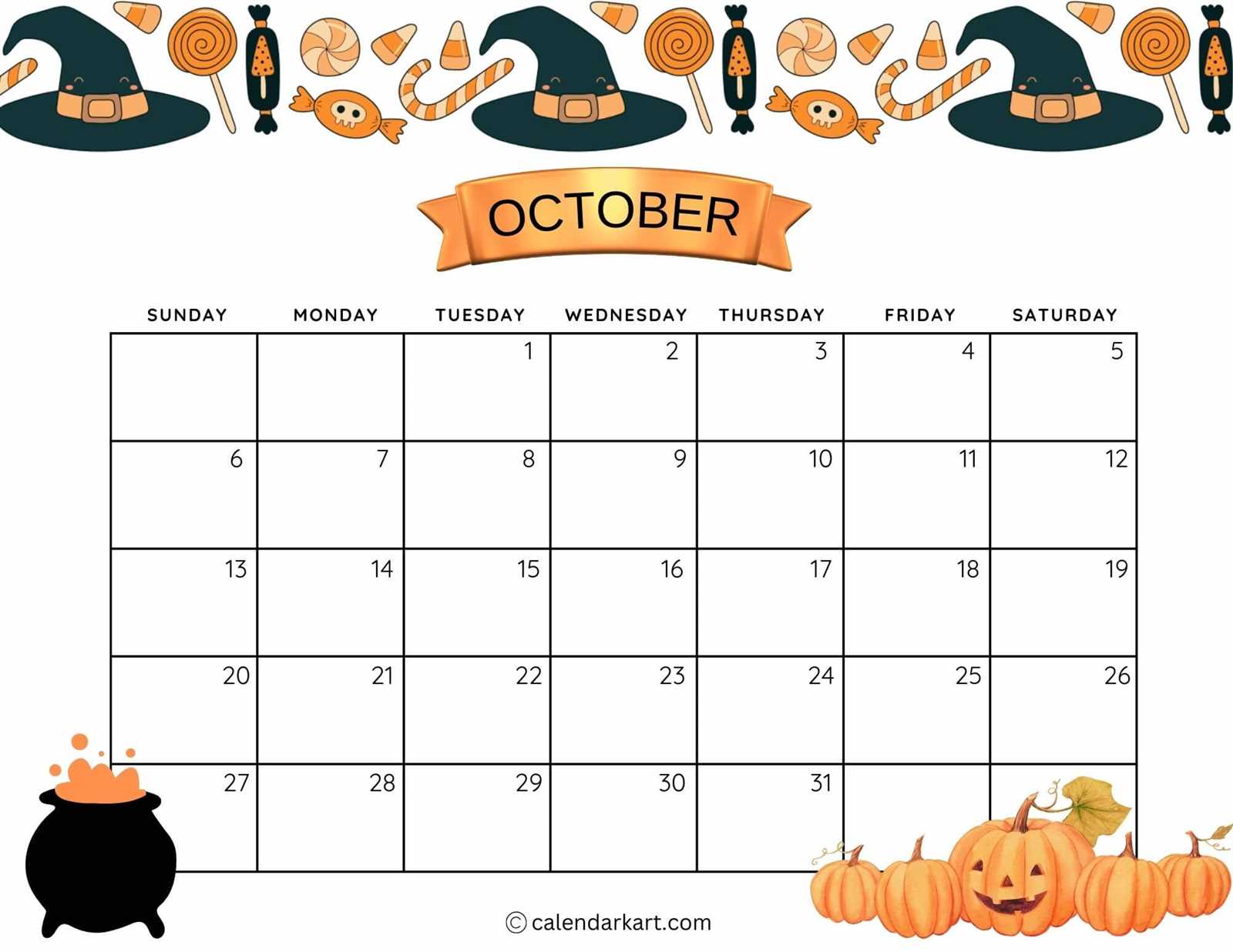 blank october calendar template