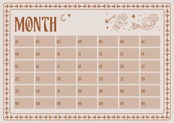 boho calendar template