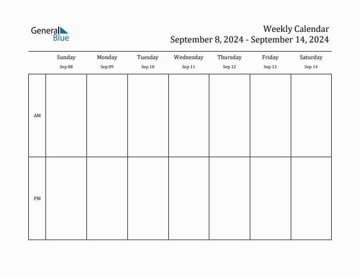 blank weekly calendar template with times