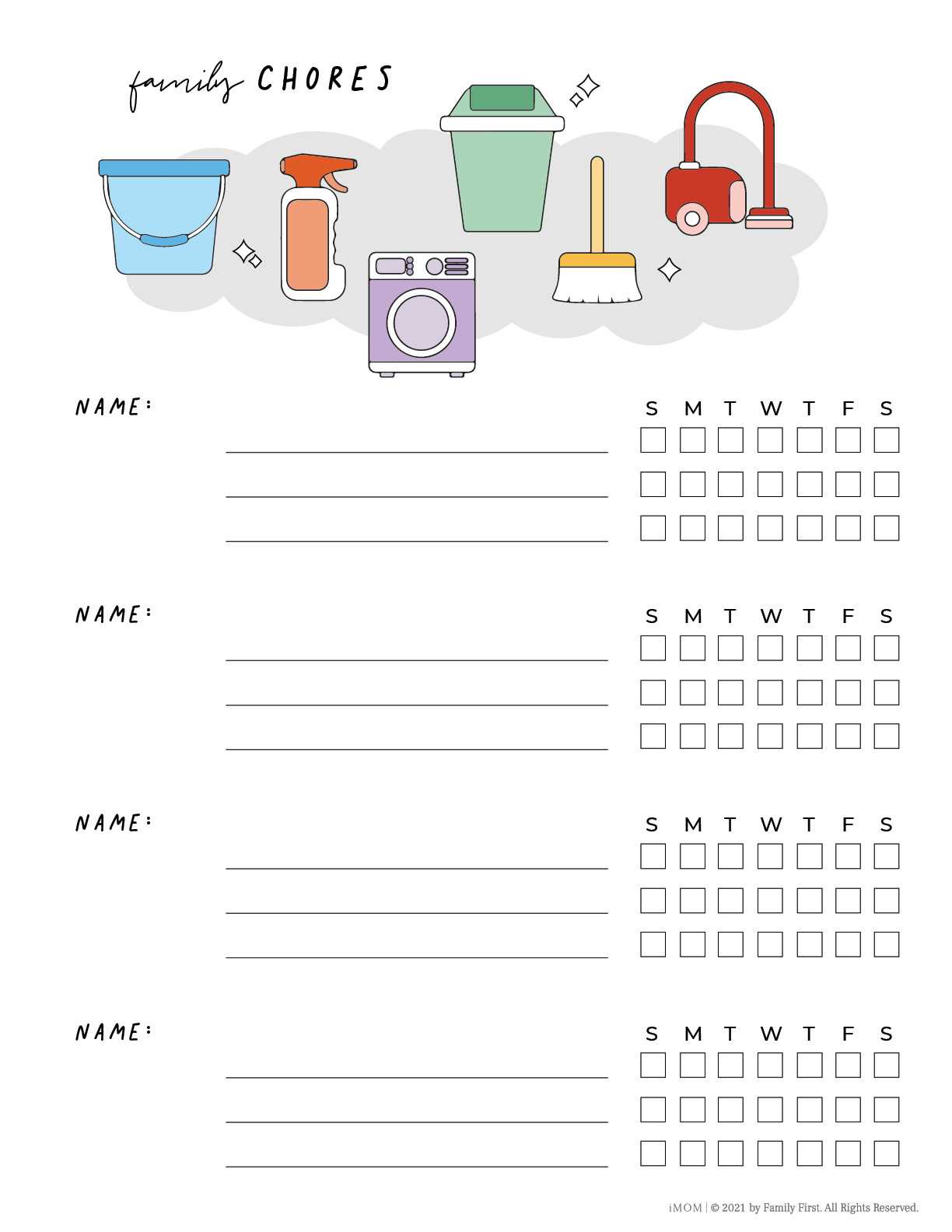 weekly chore calendar template