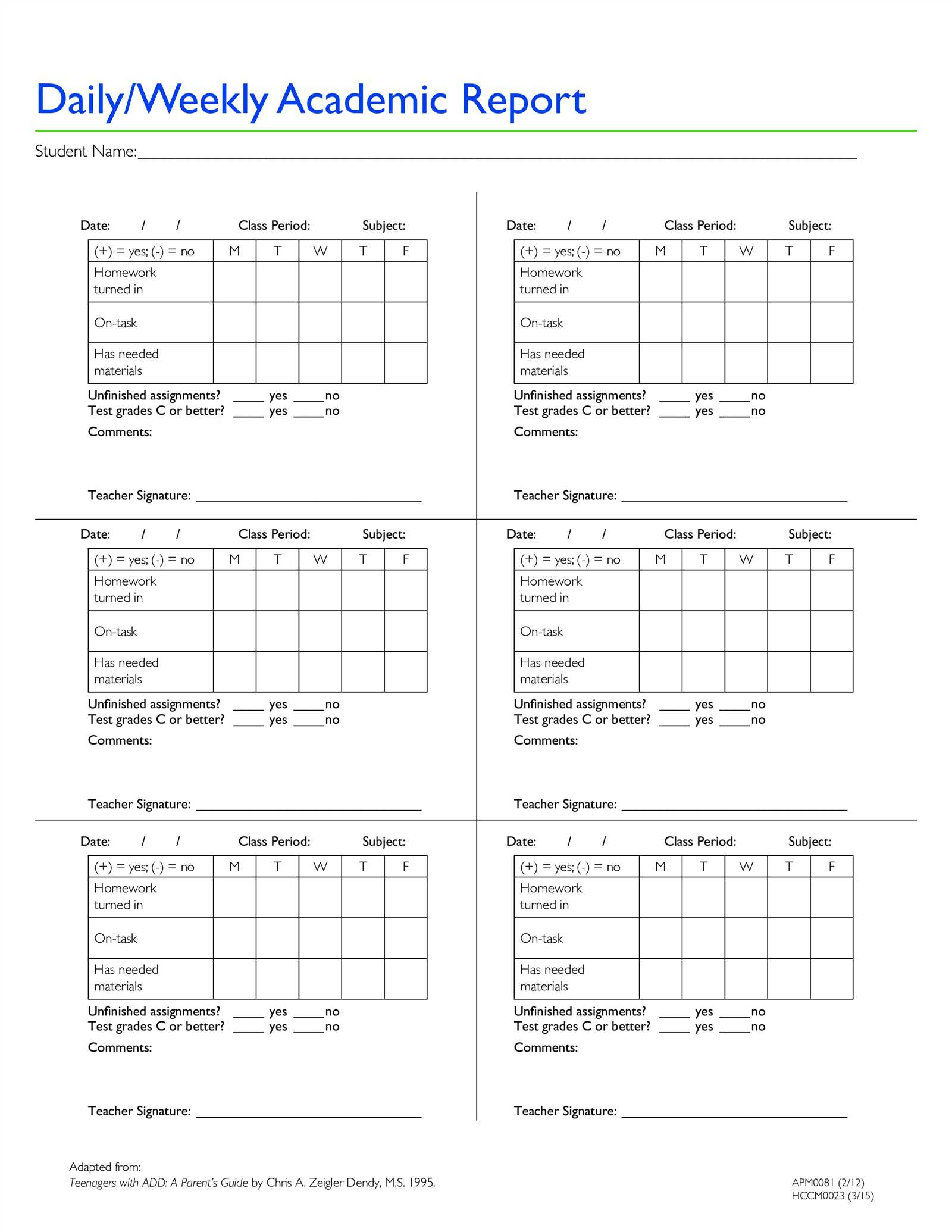 weekly academic calendar template