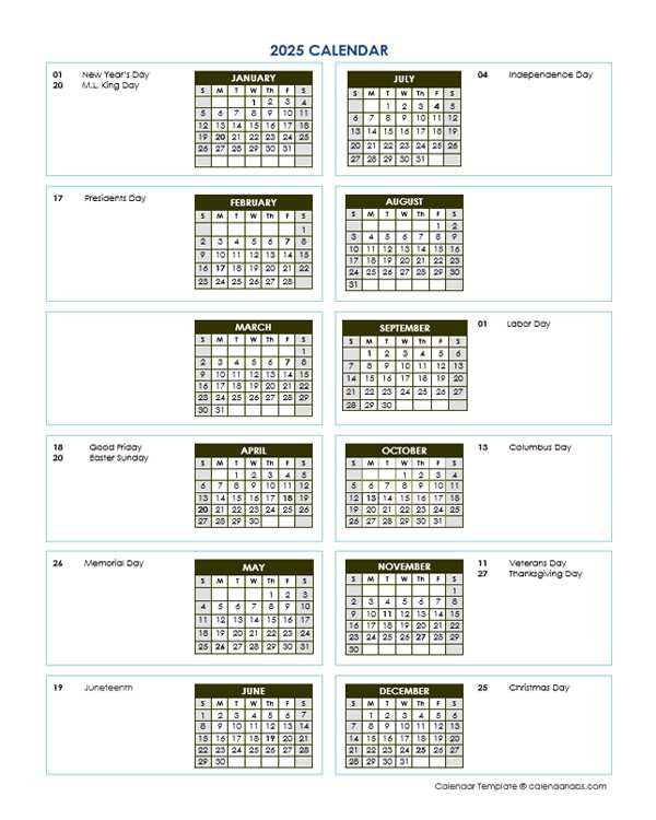 yearly calendar templates 2025