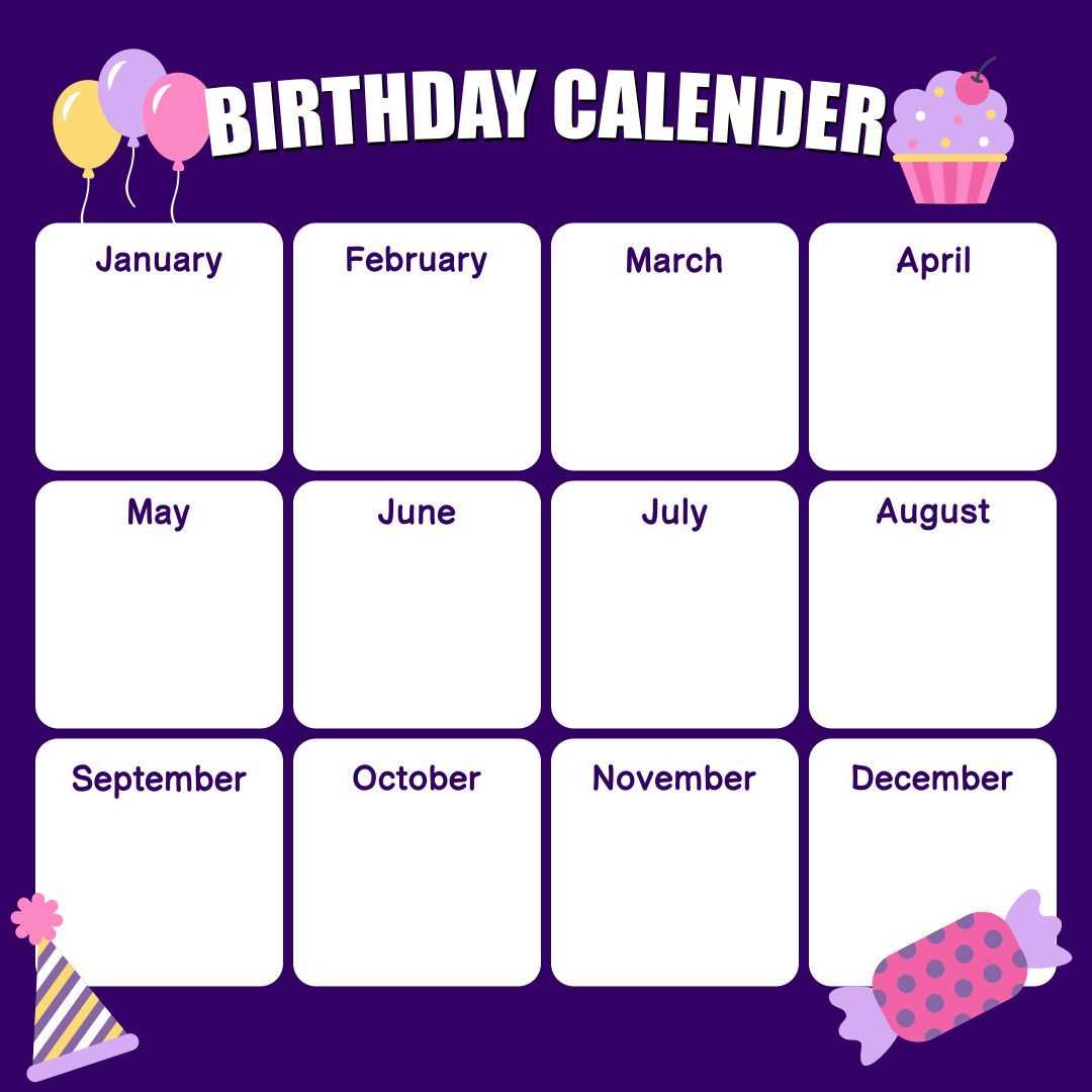 editable office birthday calendar template