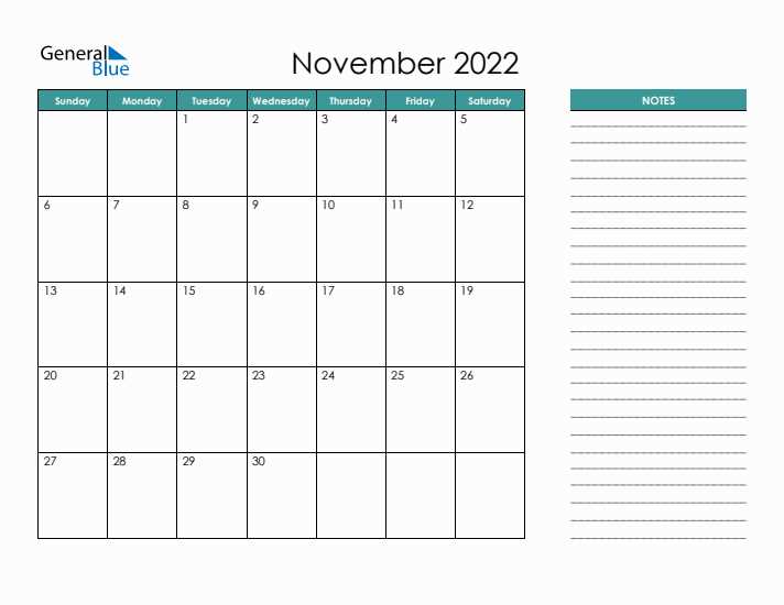 blank calendar template november