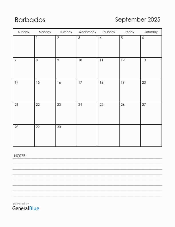 blank calendar template september 2025 printable