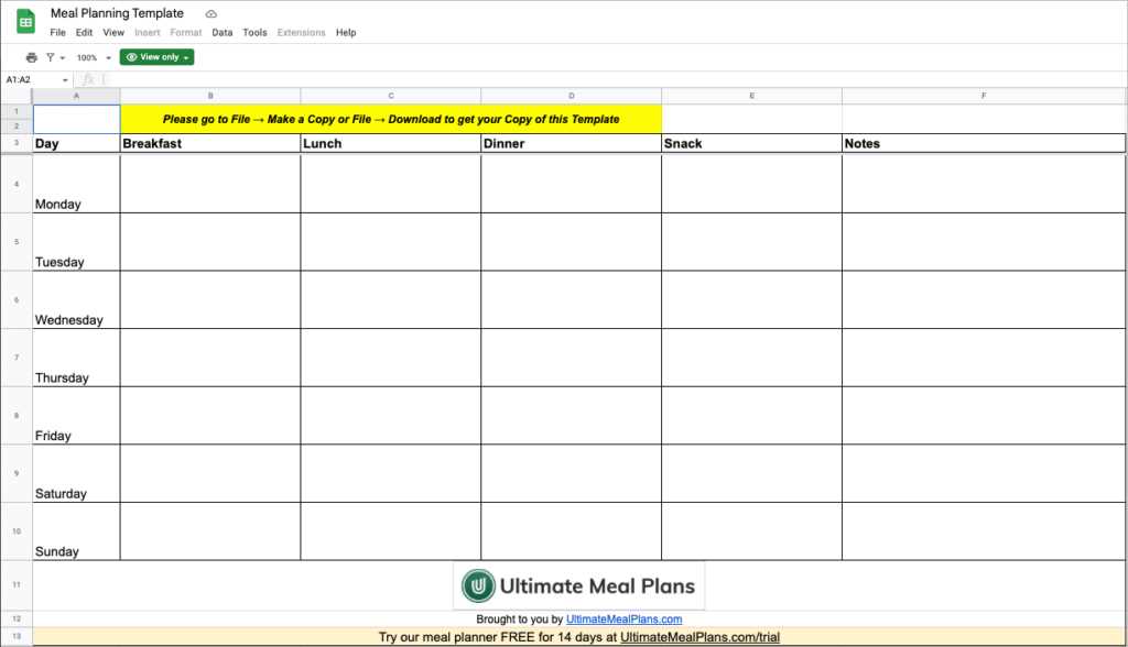 meal prep calendar template free