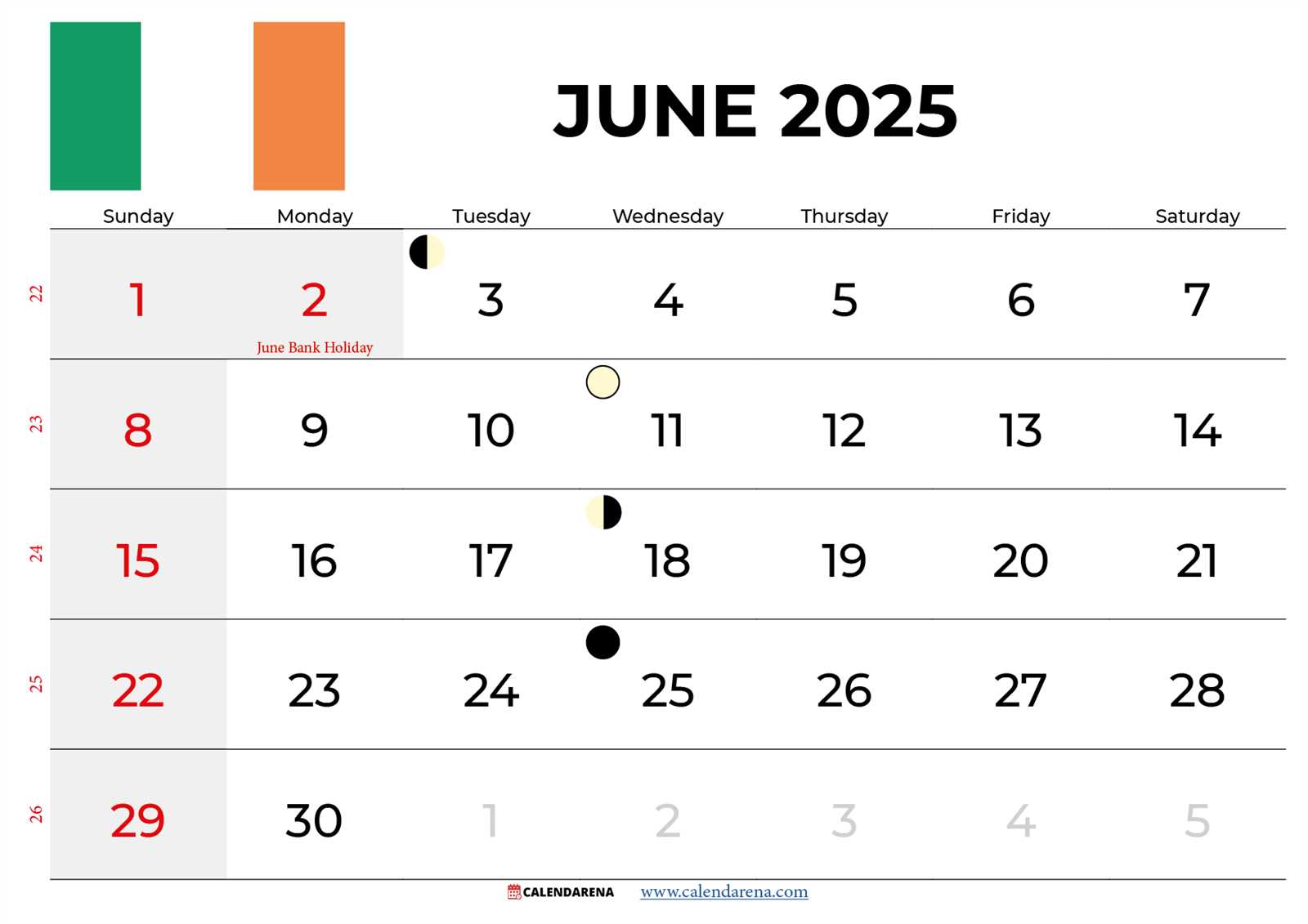 template for june 2025 calendar