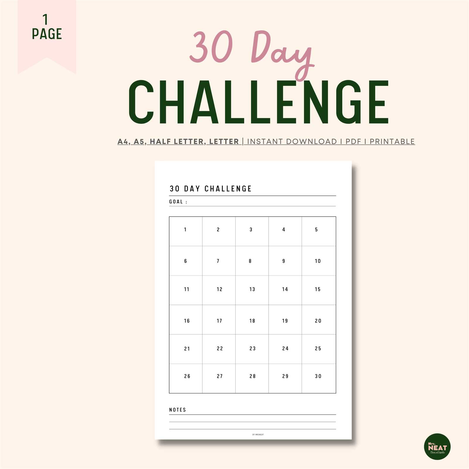 30 day template calendar