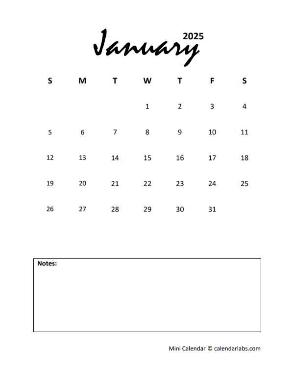 blank calendar template january 2025