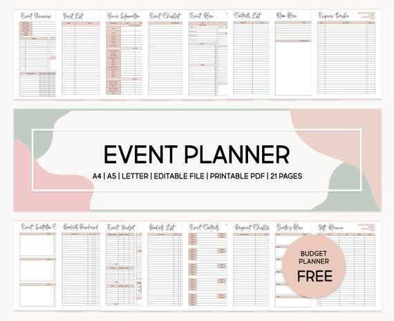 event planner calendar template free