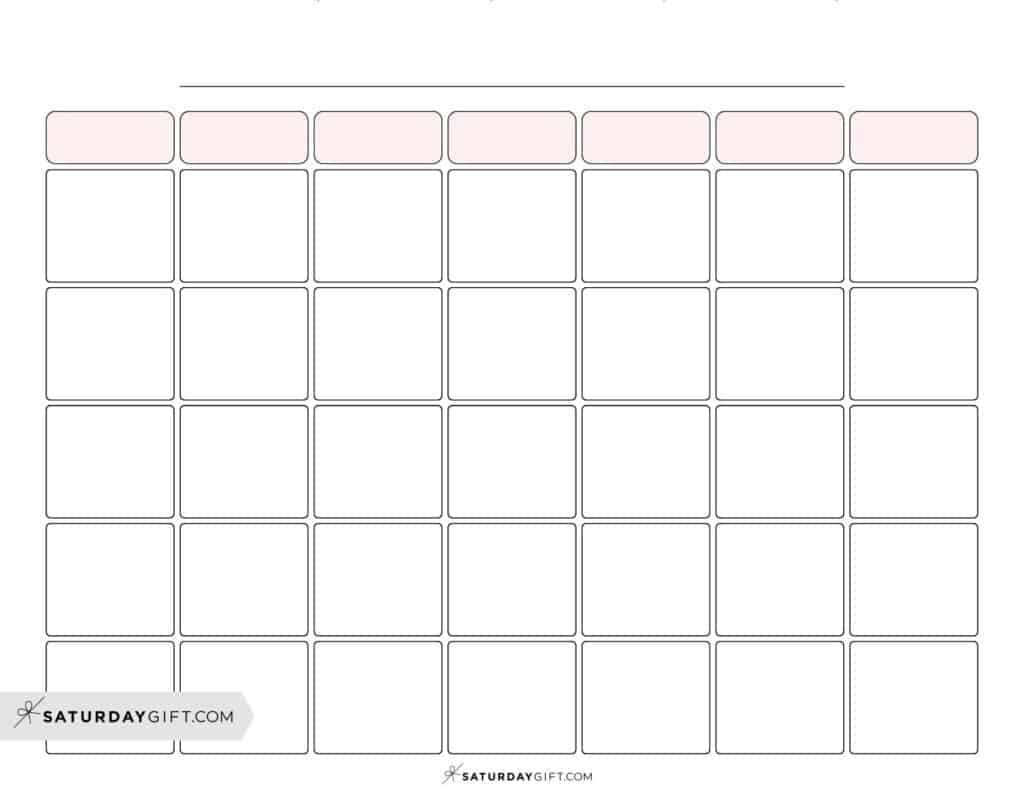 printable blank monthly calendar template