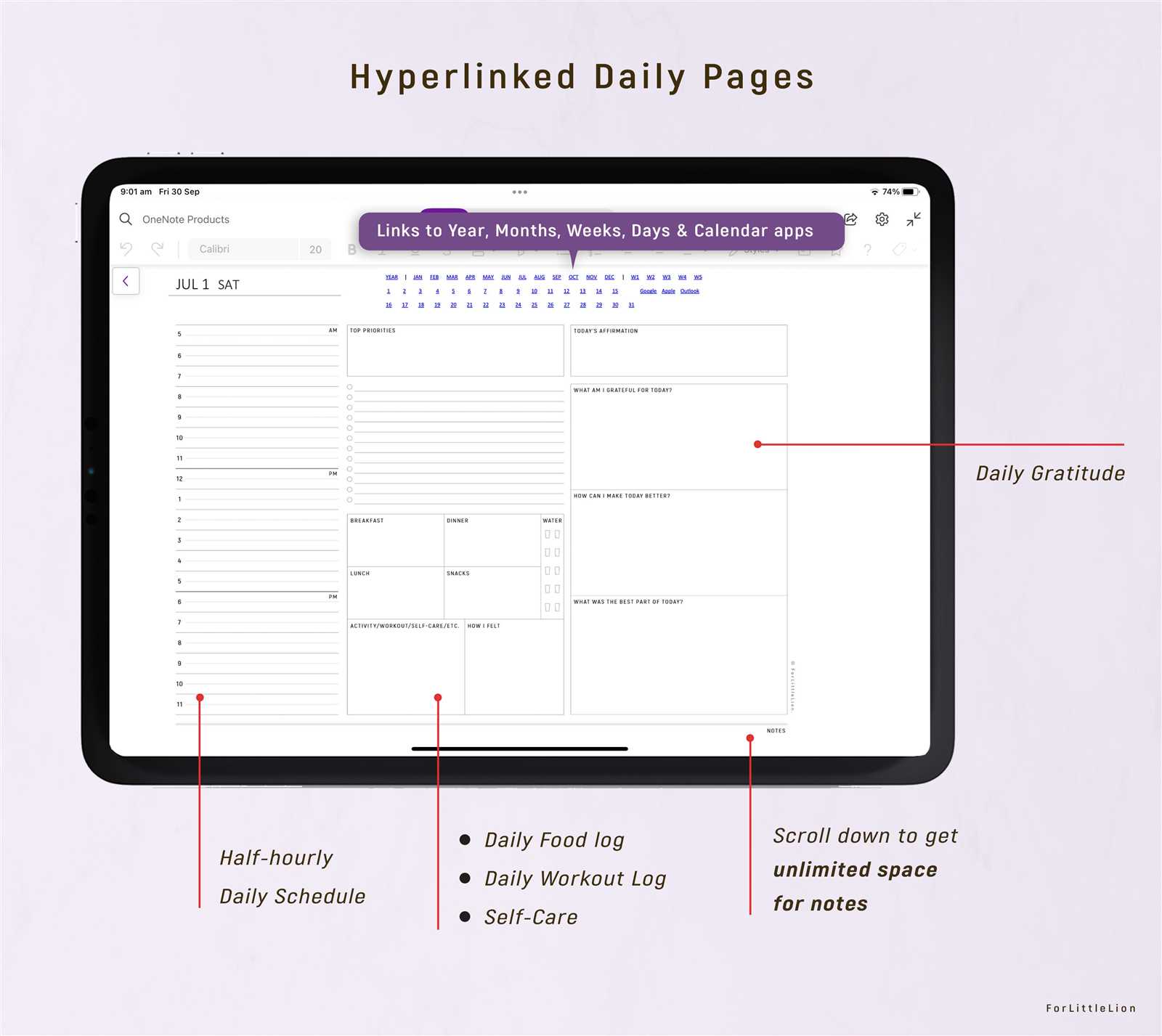 onenote weekly calendar template 2025