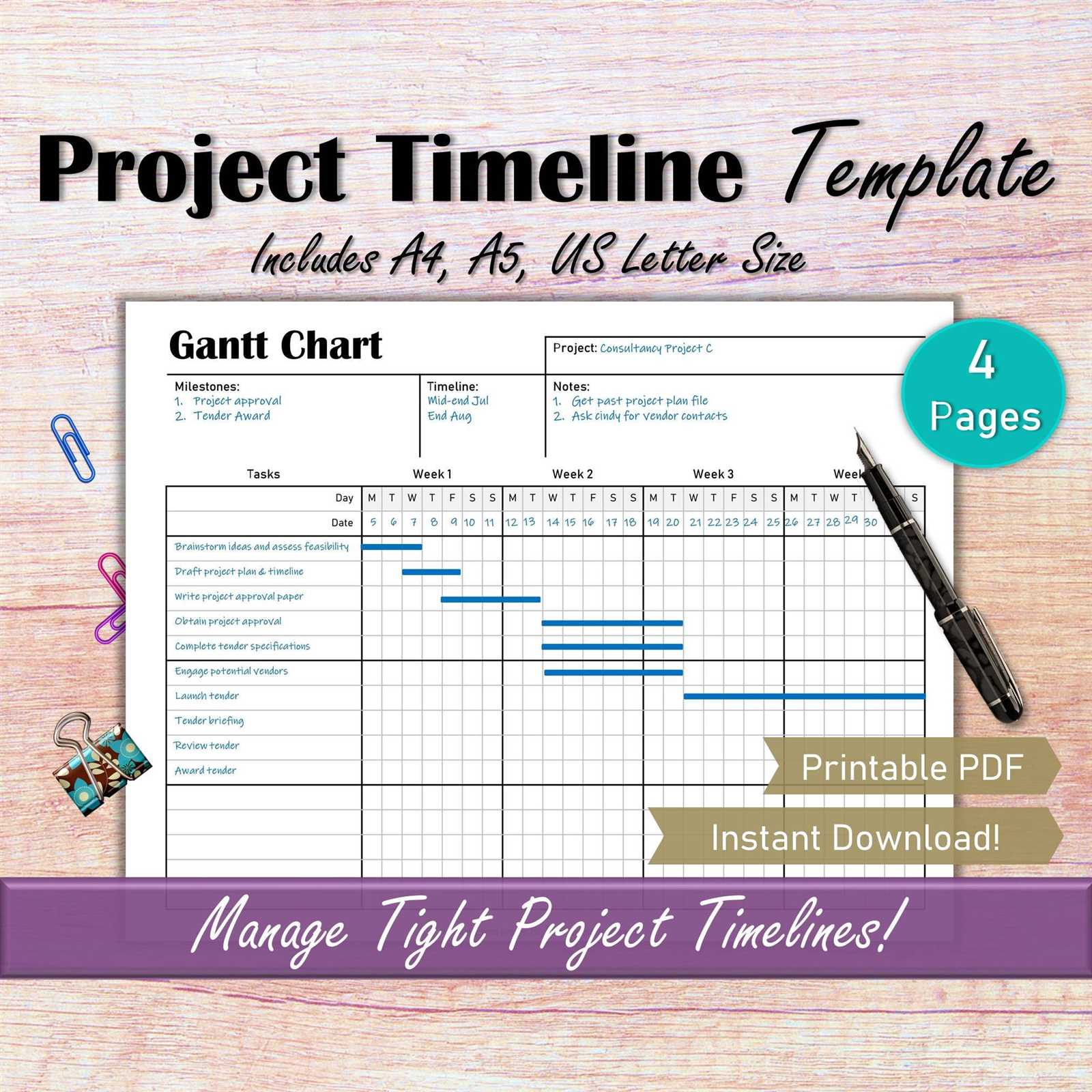 free project calendar template