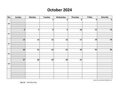 blank october calendar template