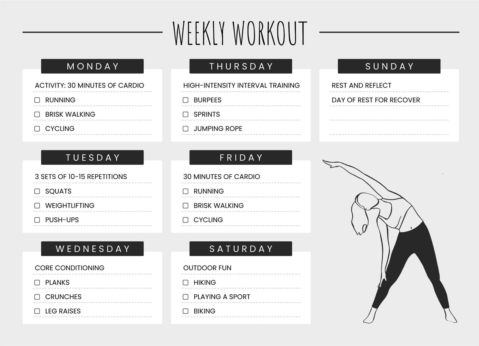 blank workout calendar template