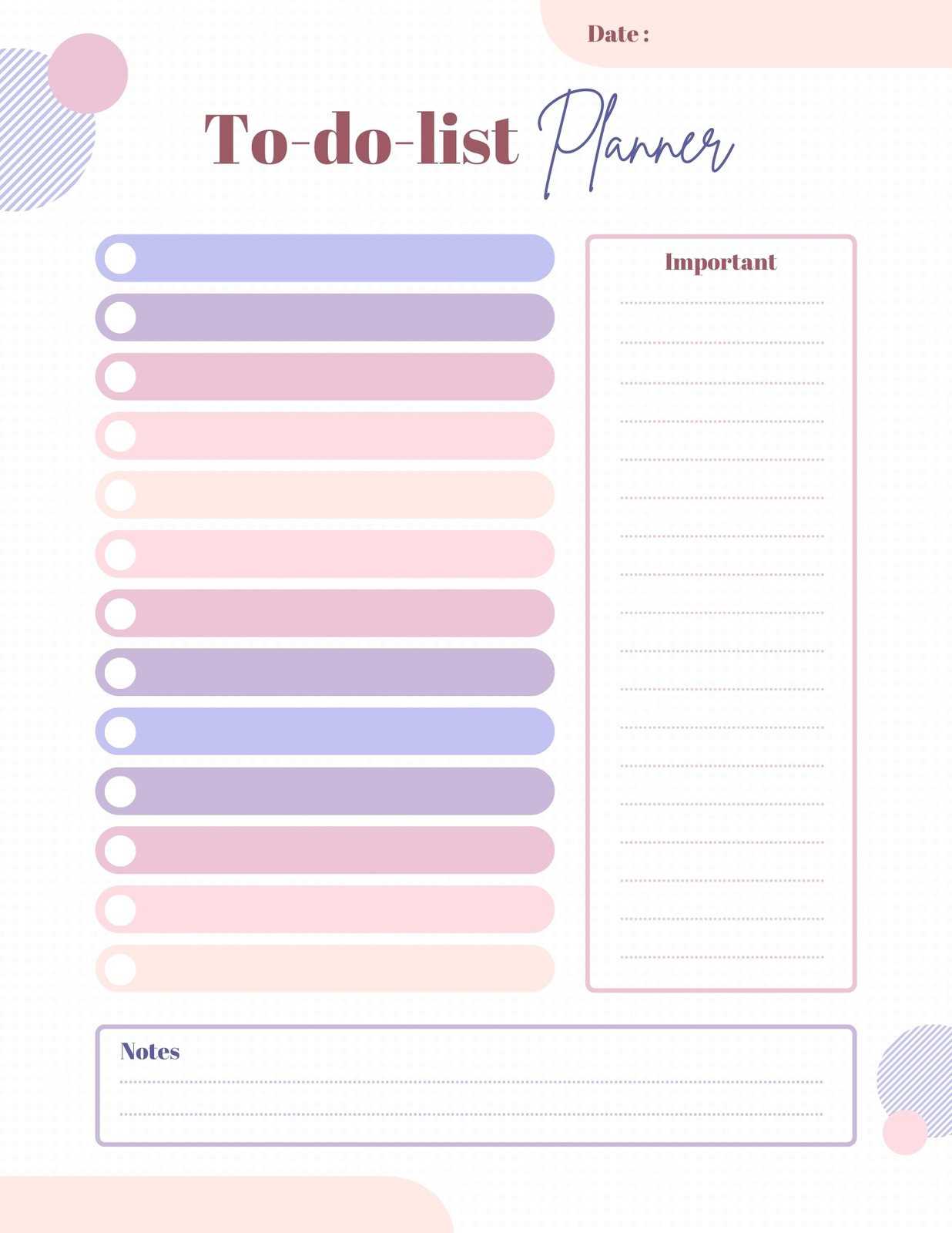 calendar and to do list template