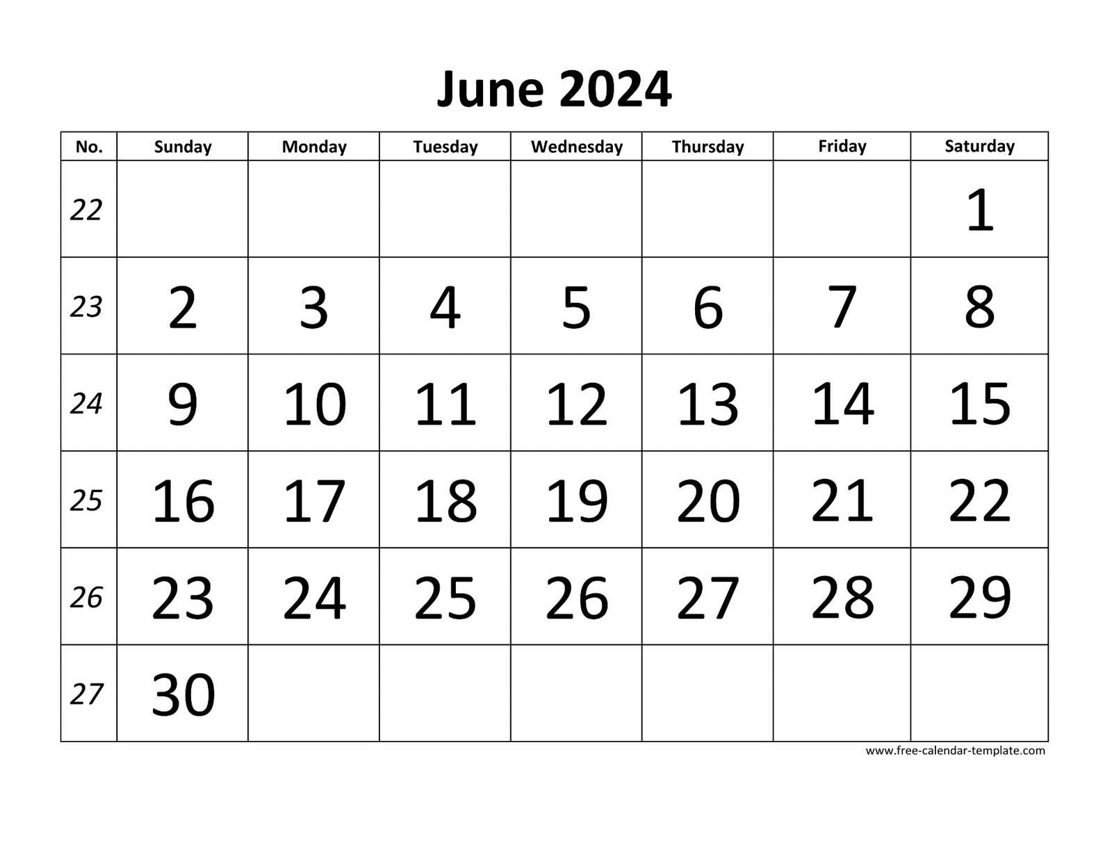 calendar template june