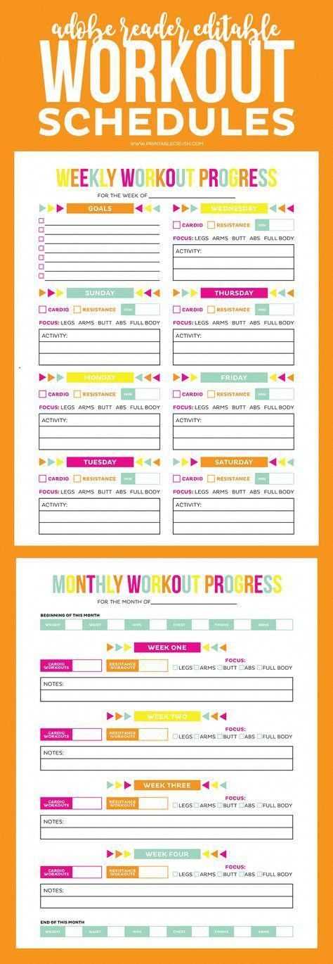 editable workout calendar template