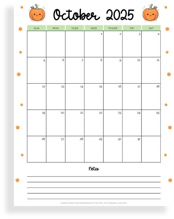 calendar october 2025 template