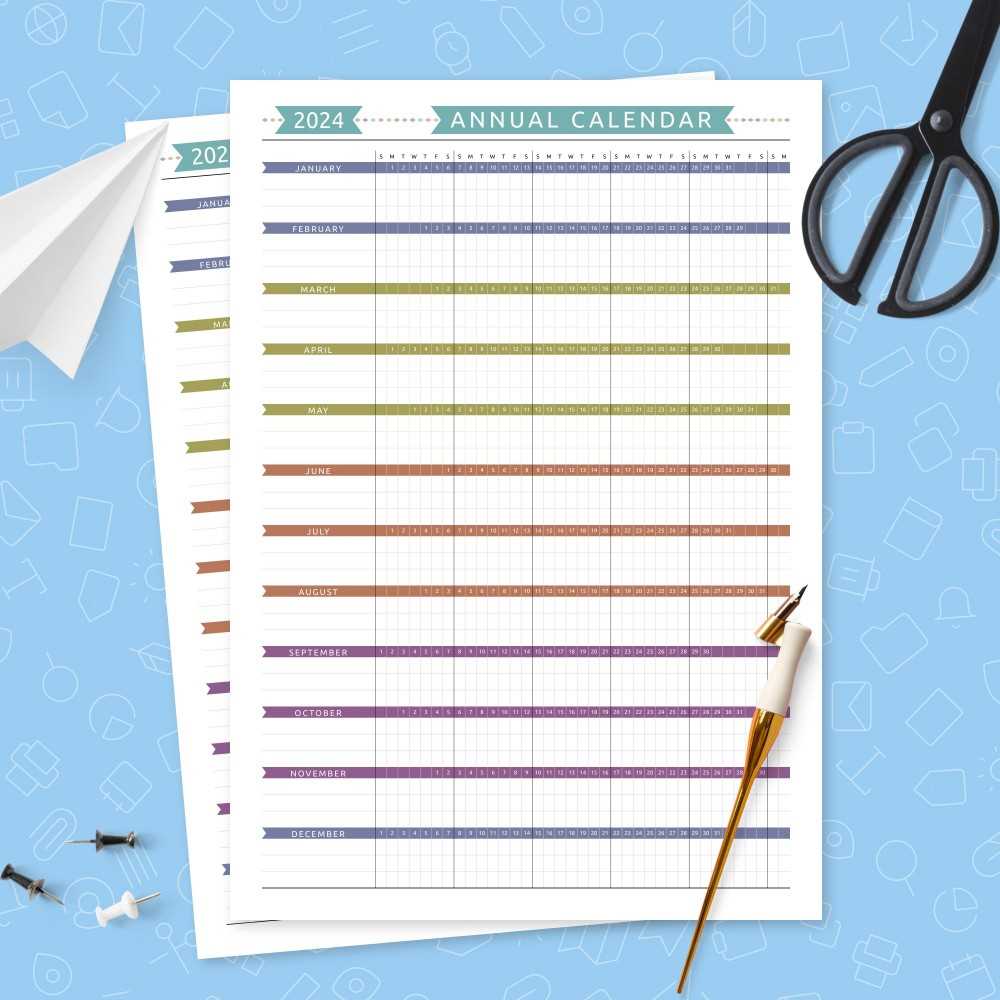 yearly linear calendar template