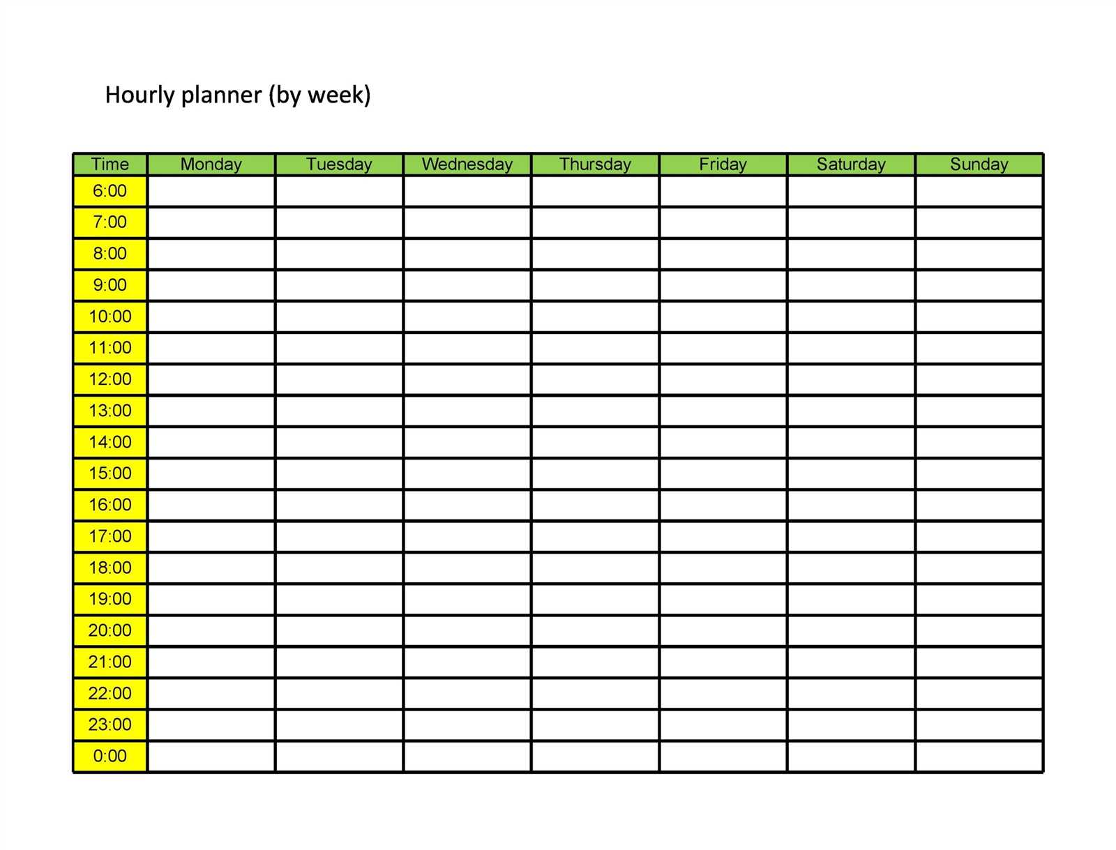 hourly appointment calendar template