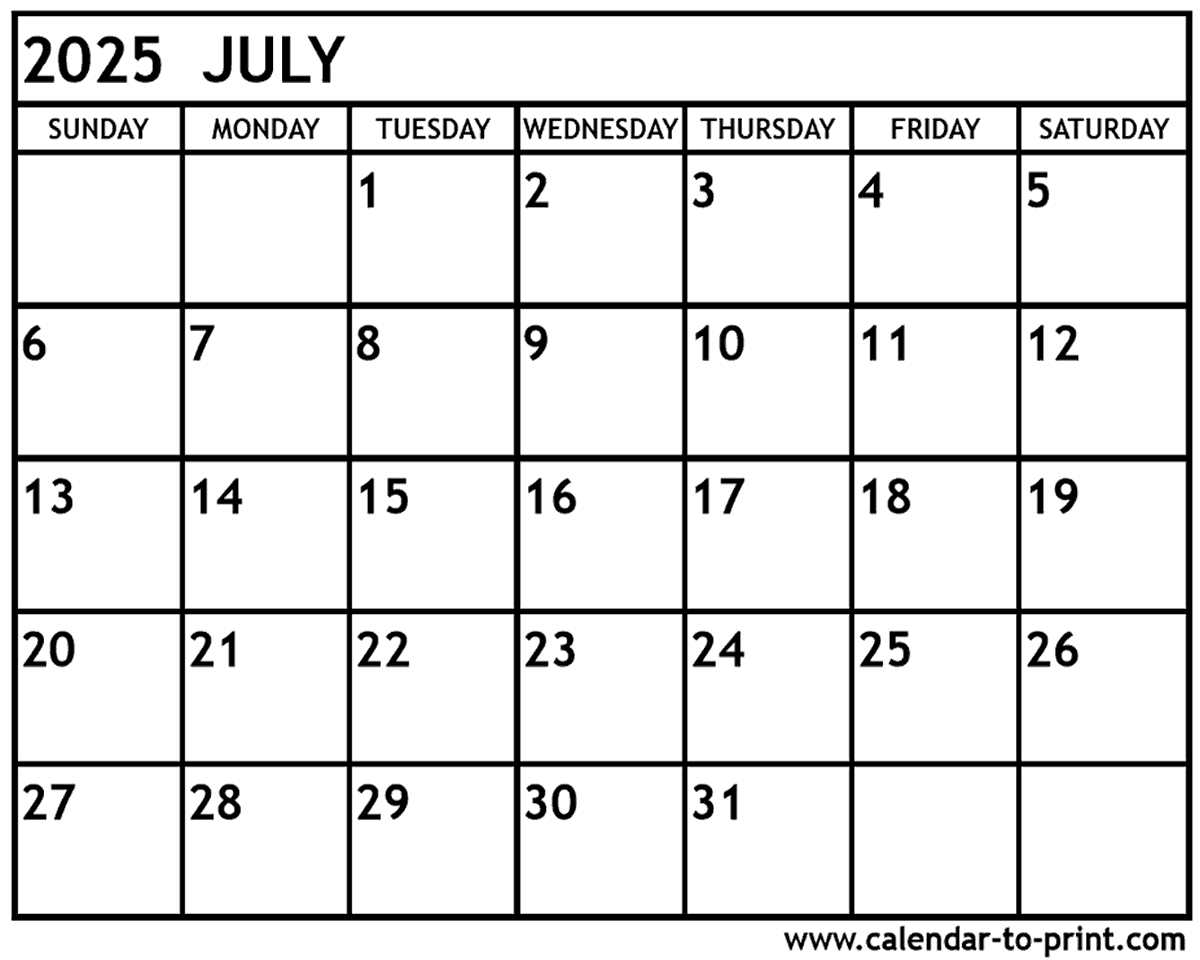 calendar template july 2025 to june 2025