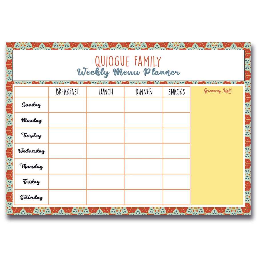 printable menu calendar template