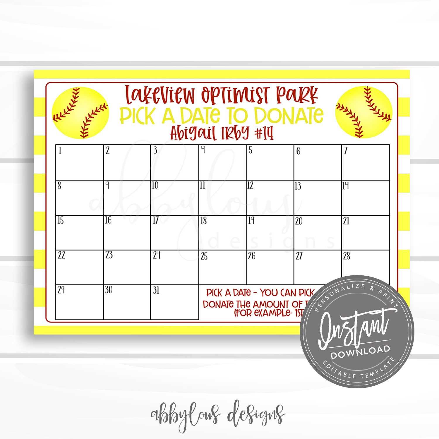 printable calendar fundraiser template free