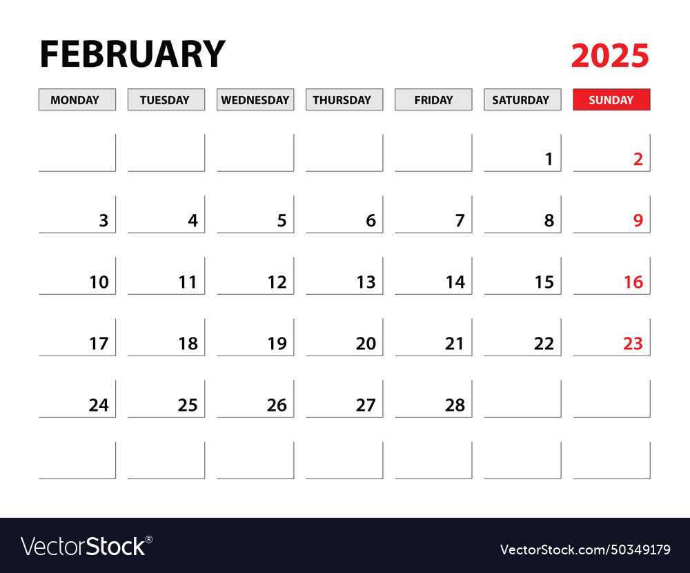 calendar template february 2025 printable